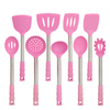 Оптом розовые 10 штук силиконовые кухонные утварь набор для приготовления пищи